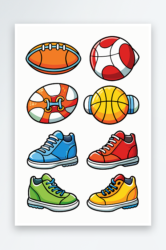 运动装备图标插画元素-众图网