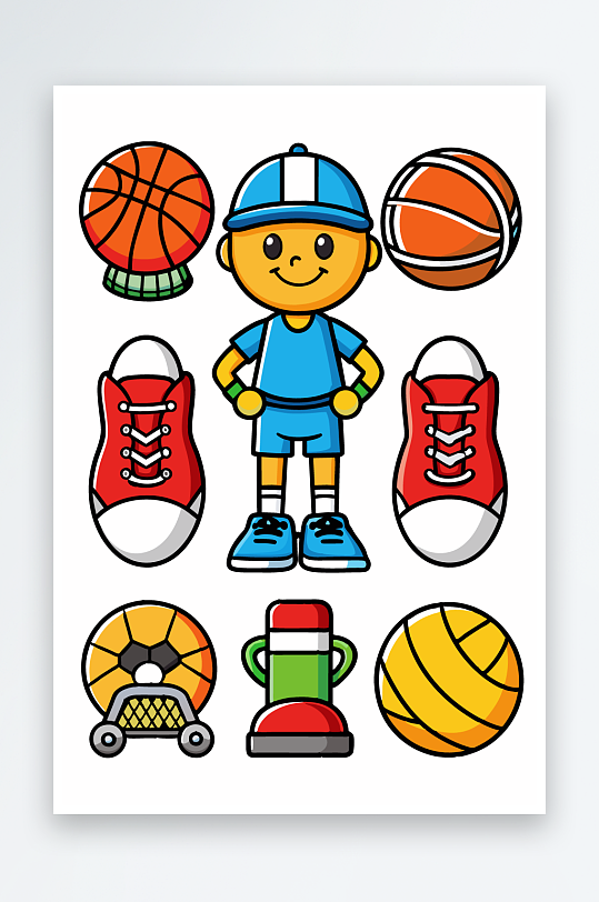 运动装备图标插画元素-众图网