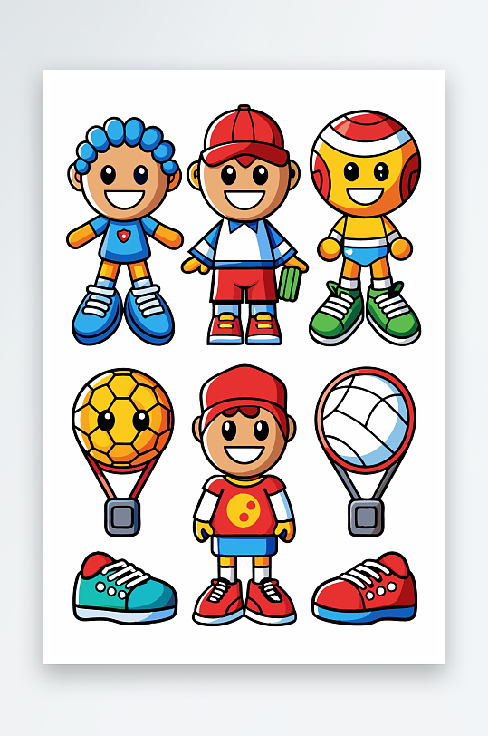 运动装备图标插画元素-众图网