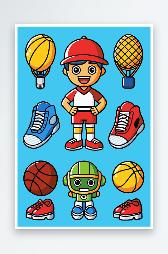 运动装备图标插画元素-众图网