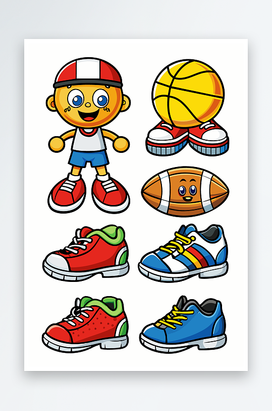 运动装备图标插画元素-众图网