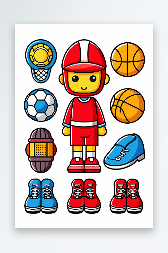 运动装备图标插画-众图网