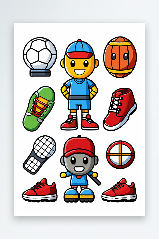 运动装备图标插画-众图网