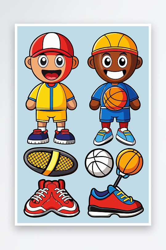 运动装备图标插画-众图网