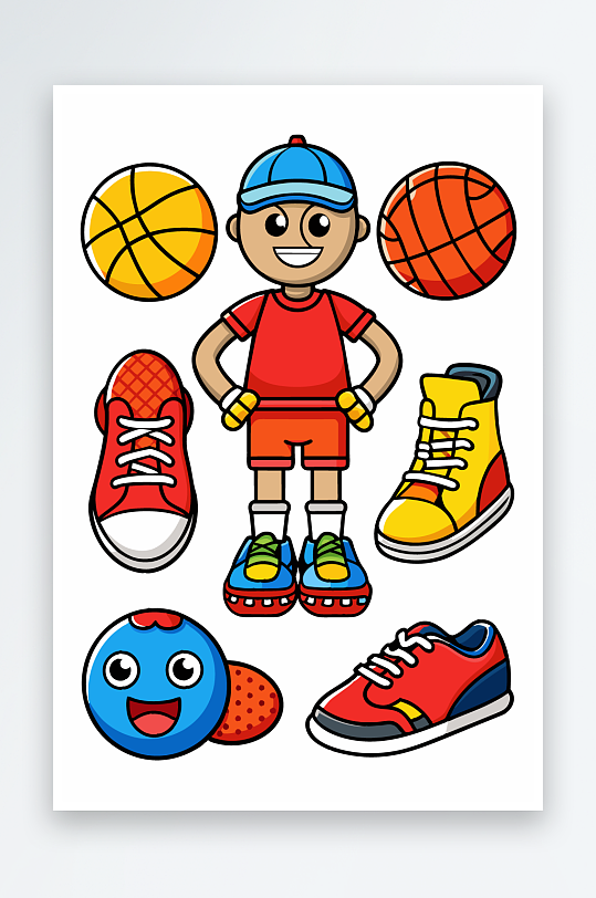 运动装备图标插画-众图网