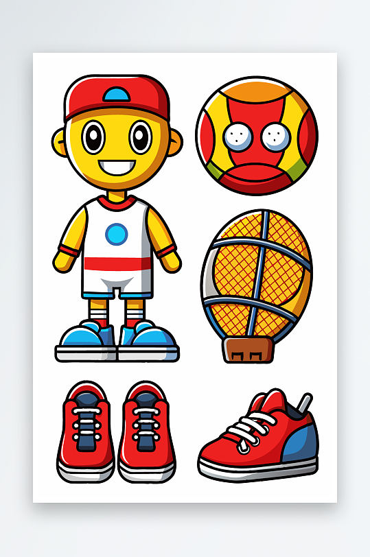 运动装备图标插画-众图网