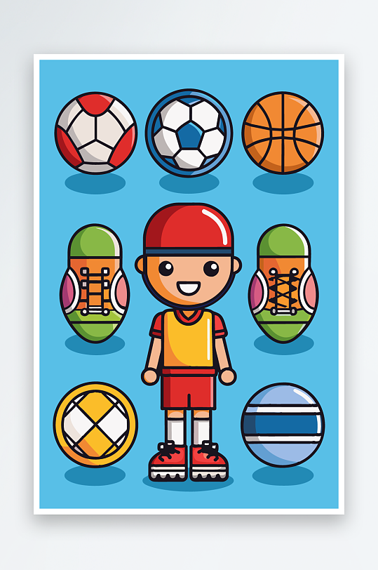 运动装备图标插画-众图网