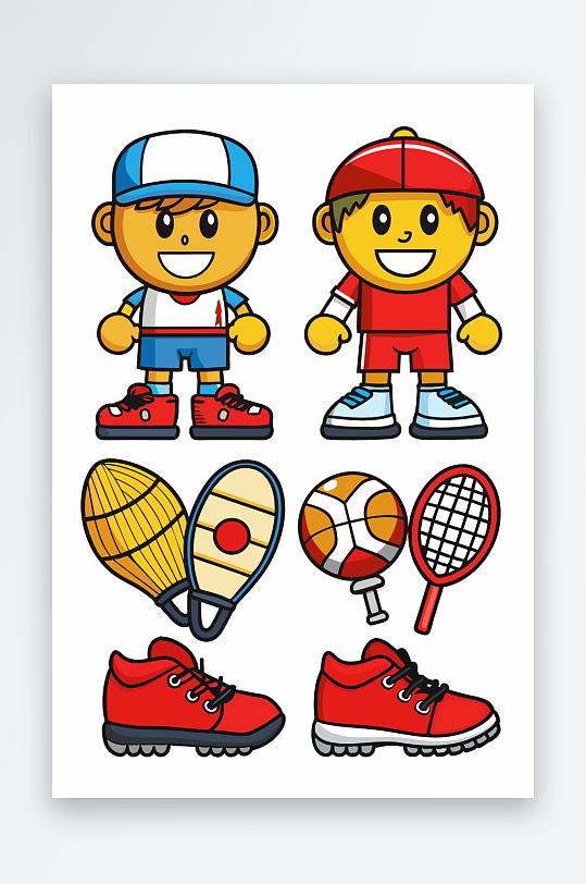 运动装备图标插画-众图网