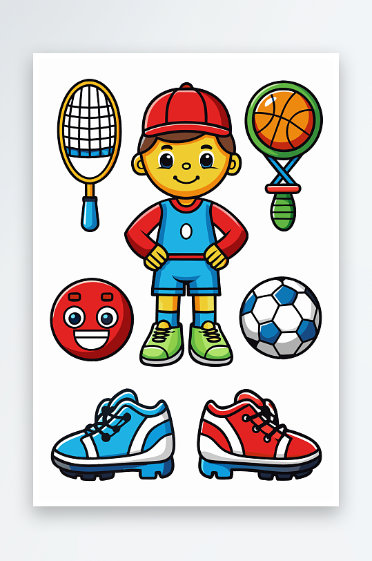 运动装备图标插画-众图网