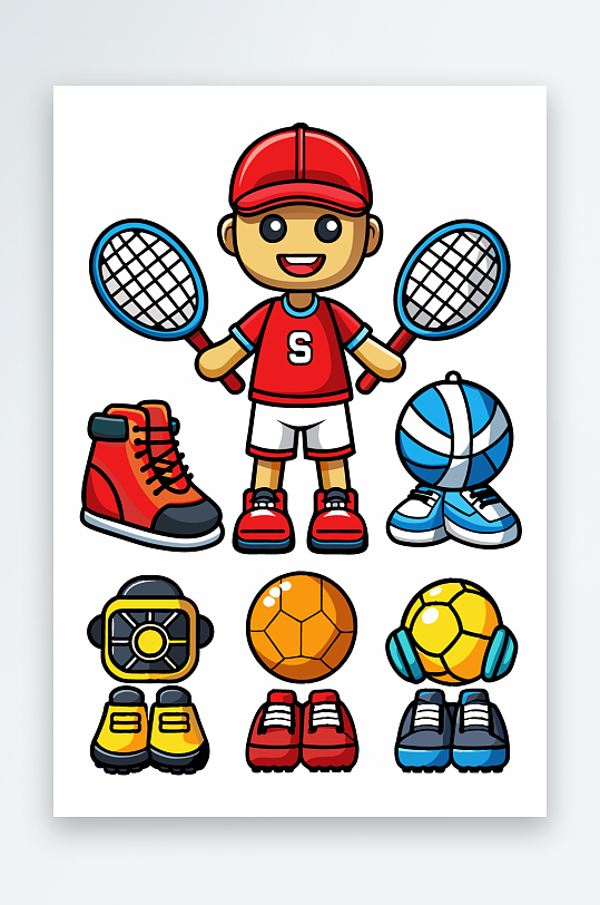 运动装备图标插画-众图网