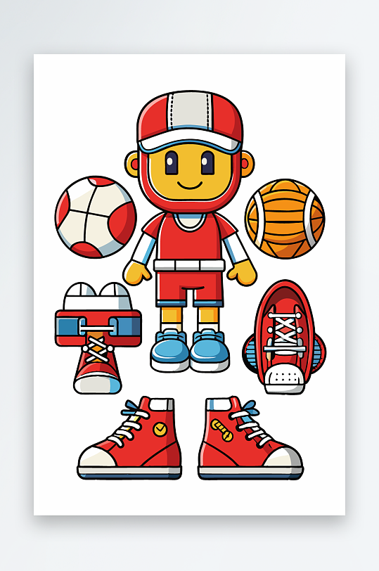 运动装备图标插画元素-众图网