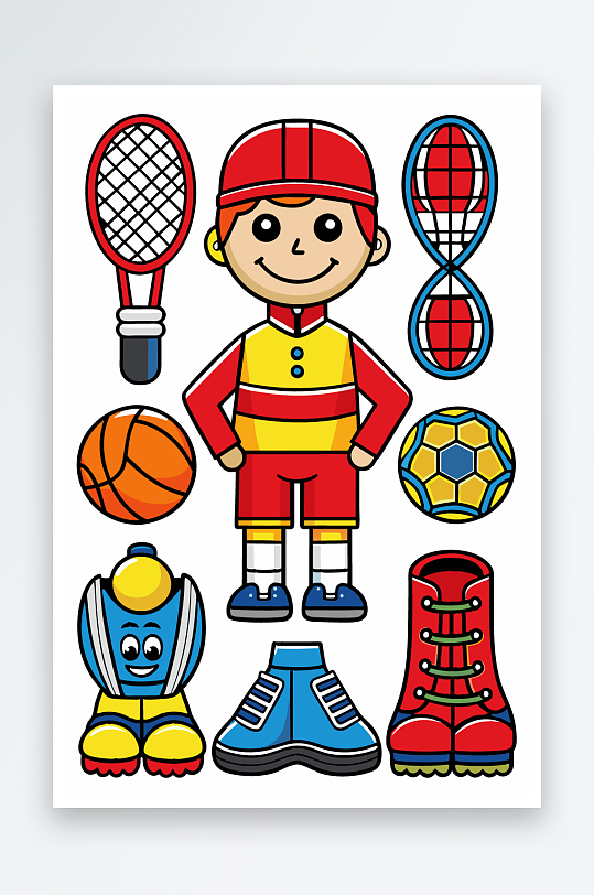 运动装备图标插画元素-众图网