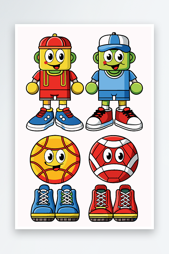 运动装备图标插画元素-众图网