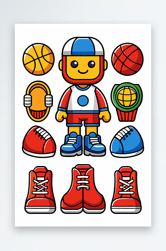 运动装备图标插画元素-众图网