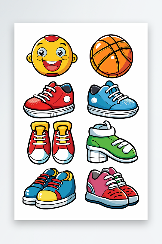 运动装备图标插画元素-众图网