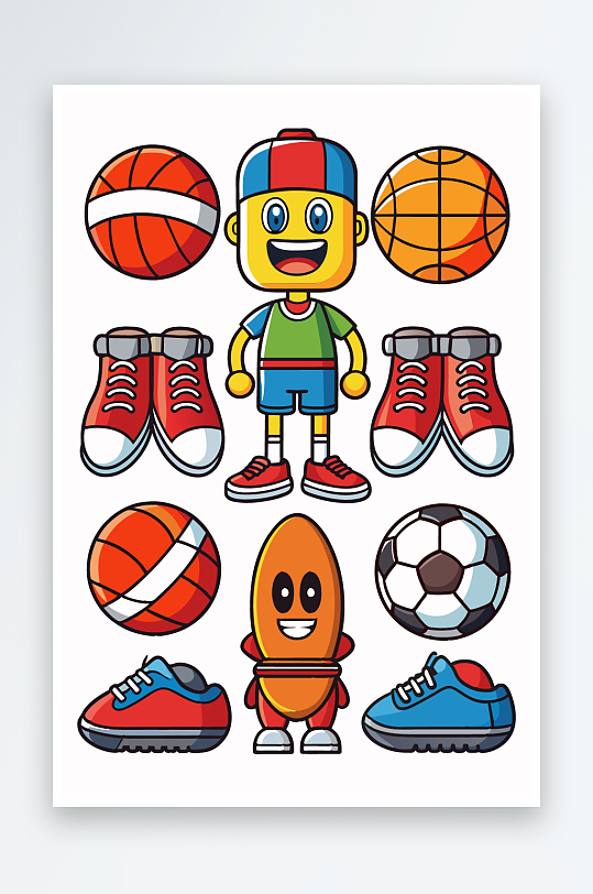 运动装备图标插画元素-众图网