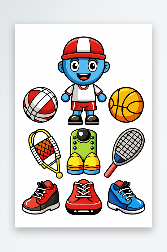 运动装备图标插画元素-众图网