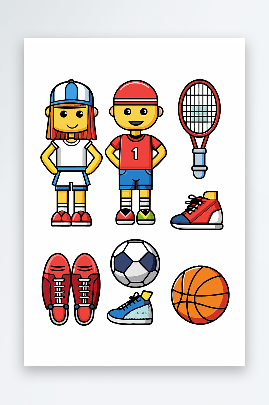 运动装备图标插画元素-众图网