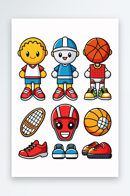 运动装备图标插画元素-众图网