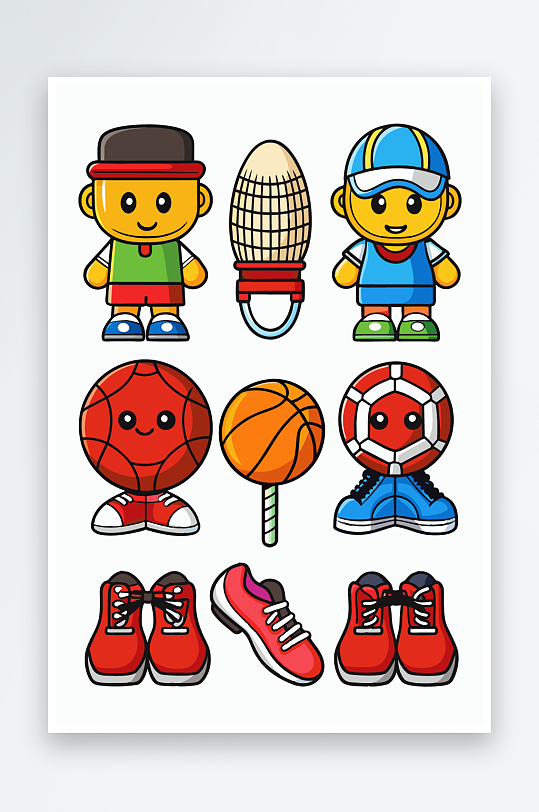 运动装备图标插画元素-众图网