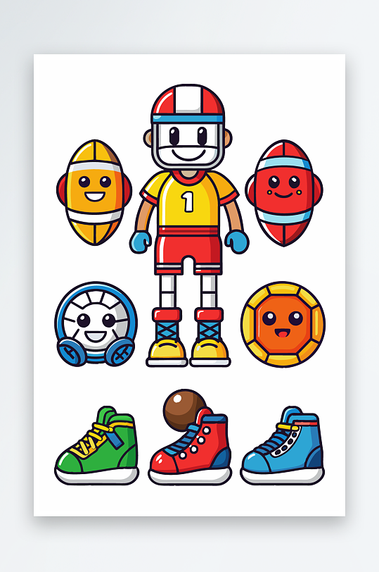 运动装备图标插画元素-众图网