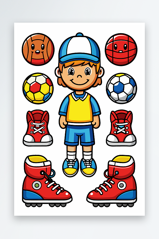 运动装备图标插画-众图网