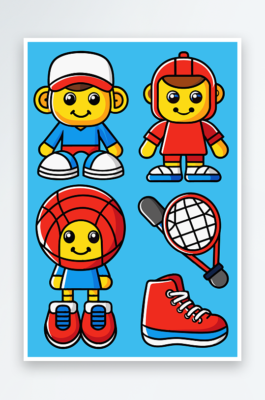 运动装备图标插画元素-众图网