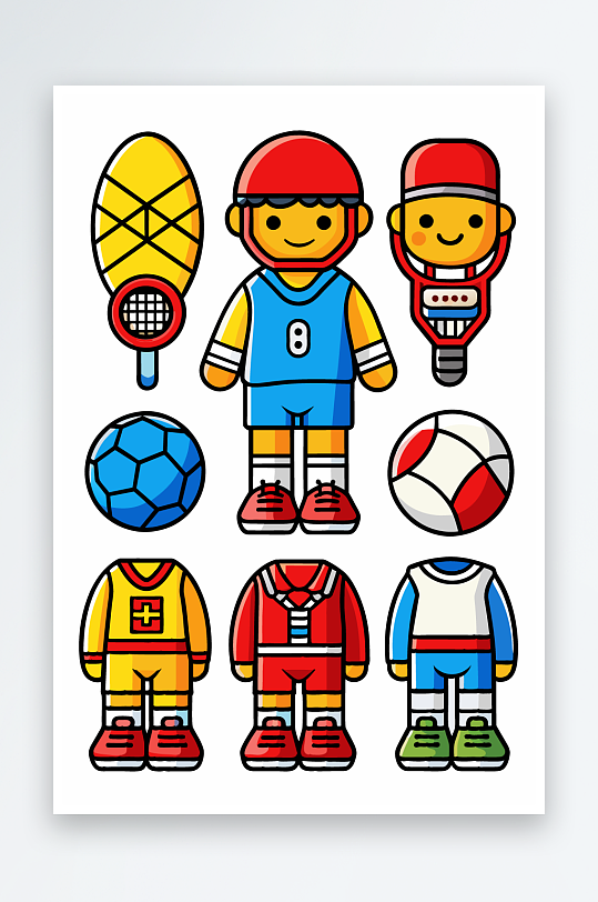 运动装备图标插画元素-众图网