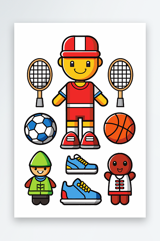 运动装备图标插画元素-众图网