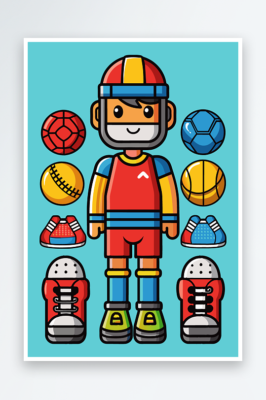 运动装备图标插画元素-众图网