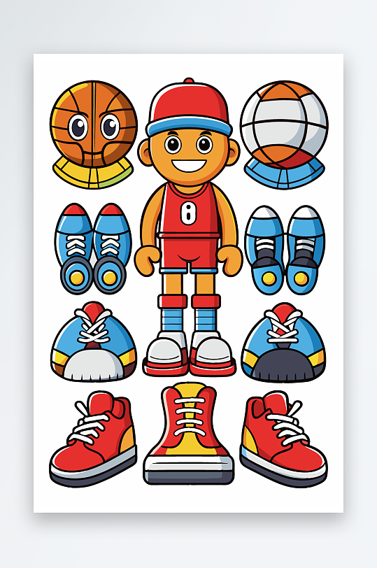 运动装备图标插画元素-众图网