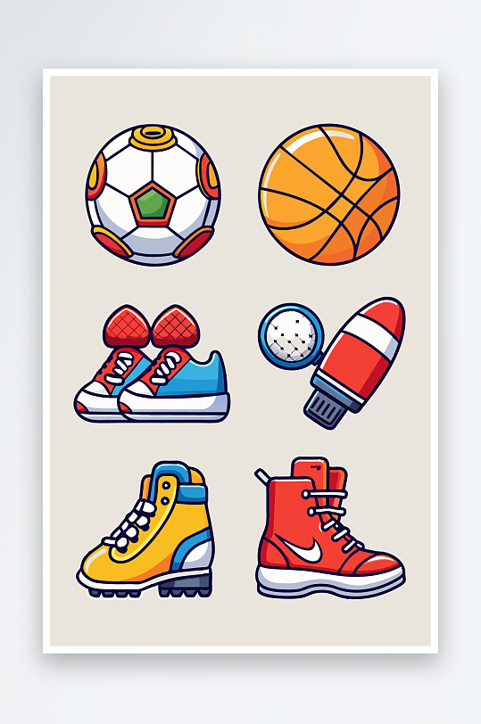 运动装备图标插画-众图网