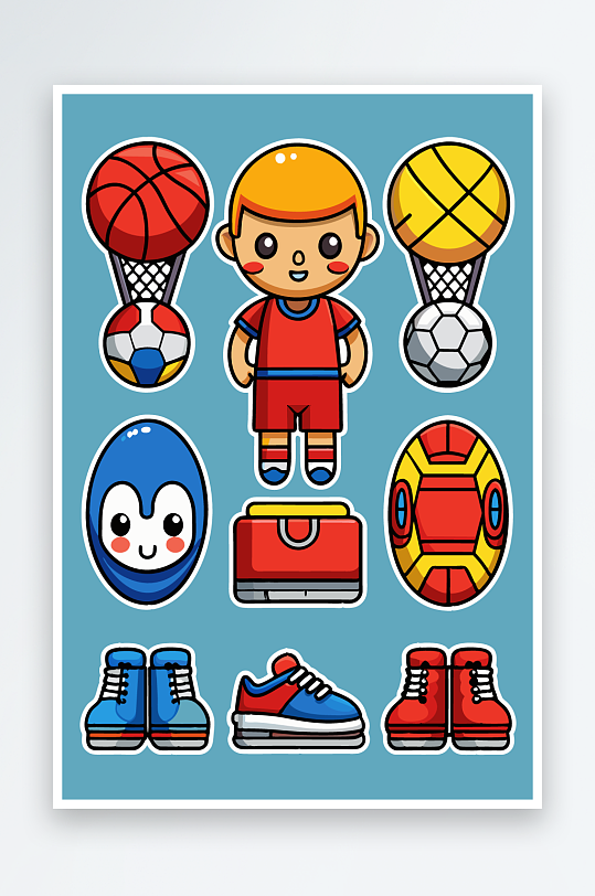 运动装备图标插画-众图网