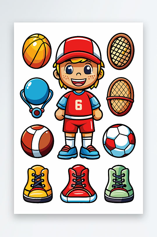 运动装备图标插画-众图网