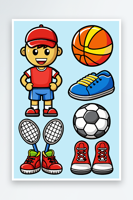 运动装备图标插画-众图网