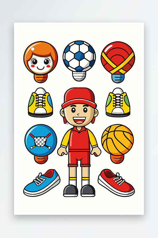 运动装备图标插画元素-众图网