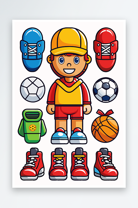 运动装备图标插画元素-众图网