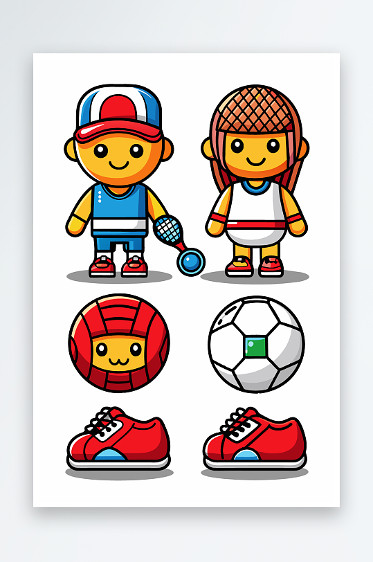 运动装备图标插画元素-众图网