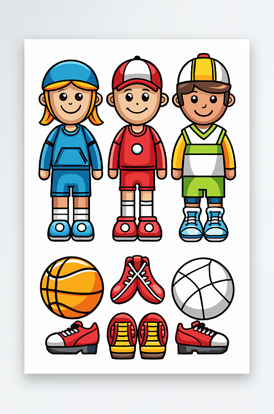 运动装备图标插画元素-众图网