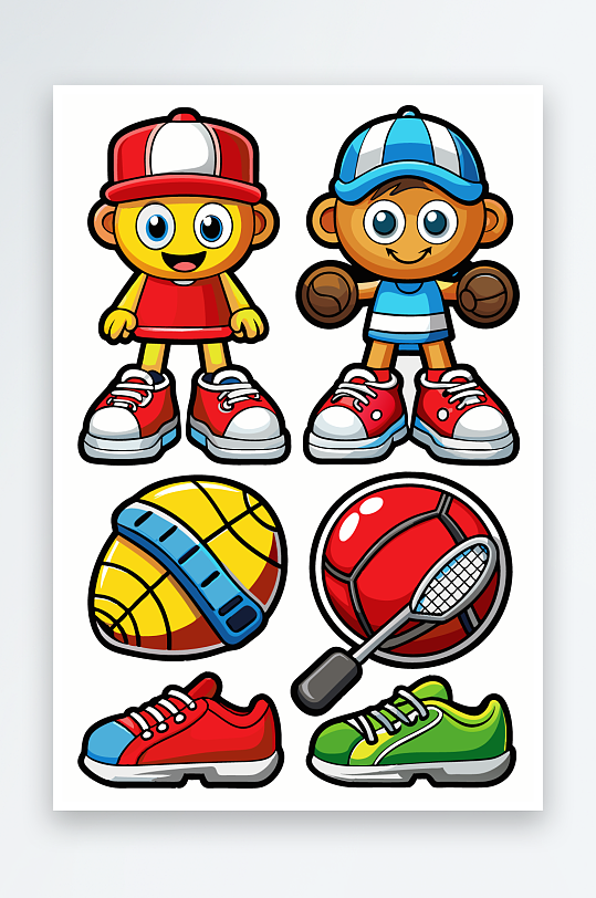 运动装备图标插画元素-众图网