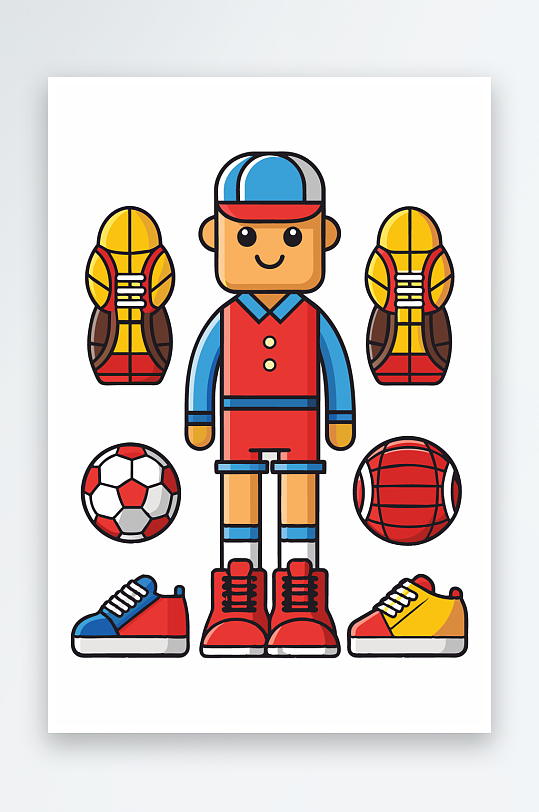 运动装备图标插画元素-众图网