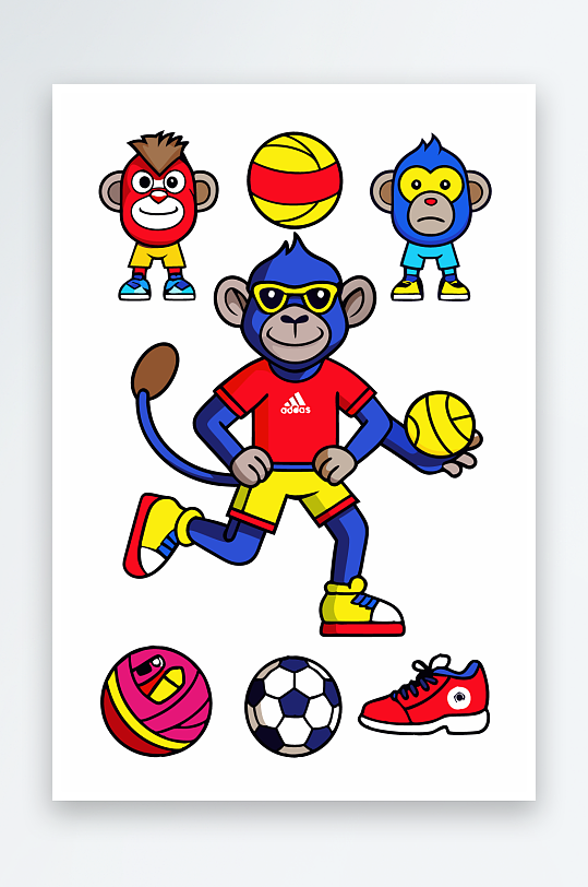 猴子矢量图标插画-众图网