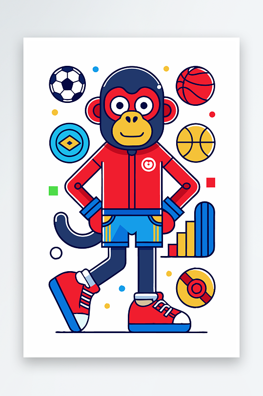 猴子矢量图标插画-众图网