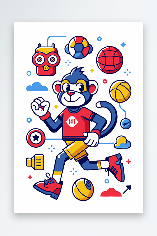 猴子矢量图标插画-众图网