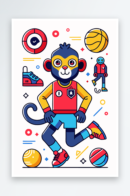 猴子矢量图标插画-众图网