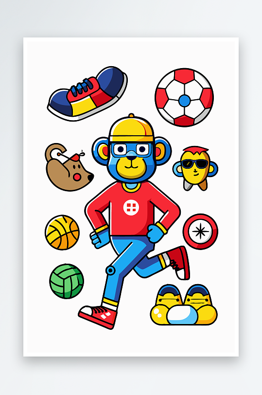 猴子矢量图标插画-众图网