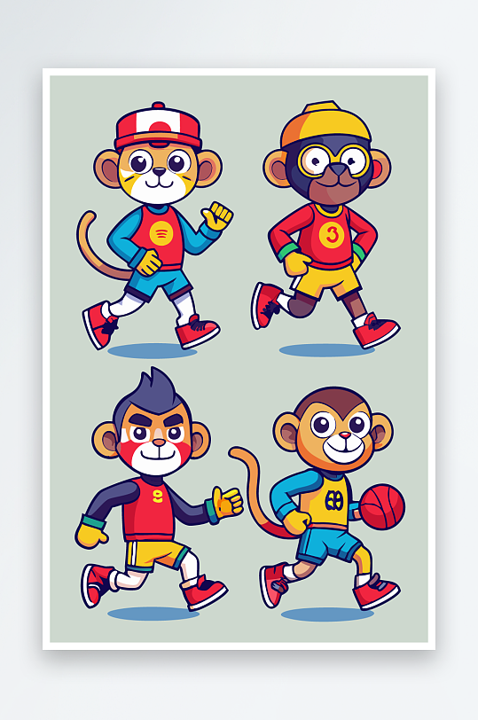 猴子矢量图标插画-众图网