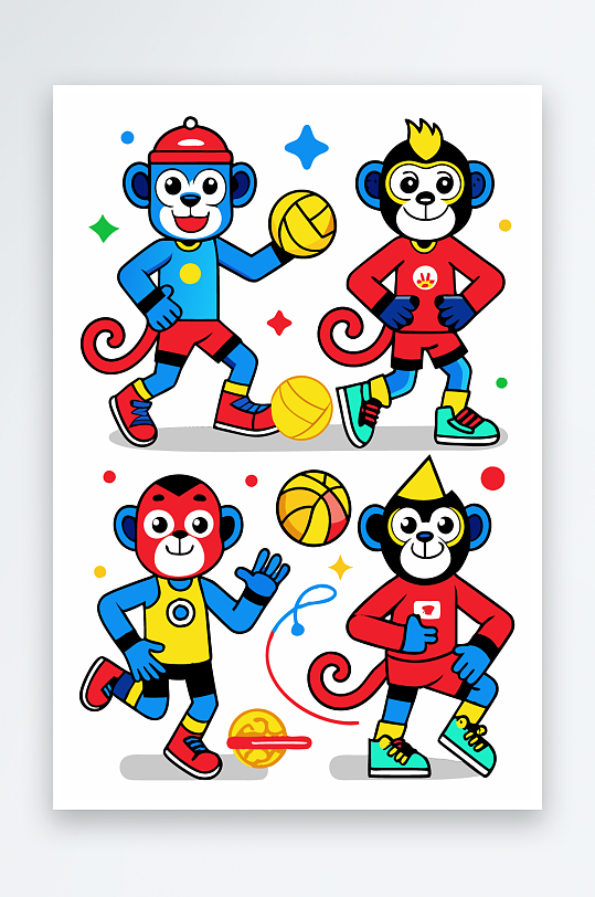 猴子矢量图标插画-众图网