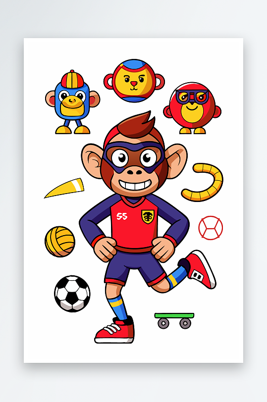 猴子矢量图标插画-众图网