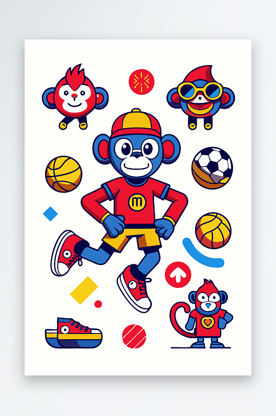 猴子矢量图标插画-众图网